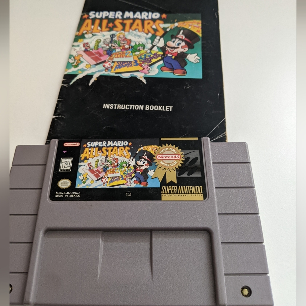 Super Mario All-Stars (SNES) Game and Book, Original Owner Tested